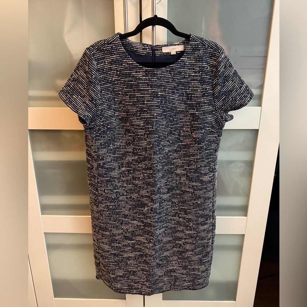 LOFT Navy and White Patterned Dress